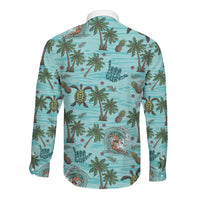 Aloha Hawaii Surfing Tropical Seamless Long Sleeve Button Shirt