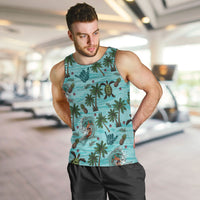 Aloha Hawaii Surfing Tropical Seamless Men Tank Top LT14 Cyan - Polynesian Pride
