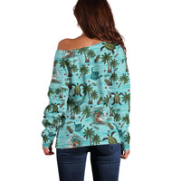 Aloha Hawaii Surfing Tropical Seamless Off Shoulder Sweater LT14 - Polynesian Pride