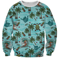 Aloha Hawaii Surfing Tropical Seamless Sweatshirt LT14 Unisex Cyan - Polynesian Pride