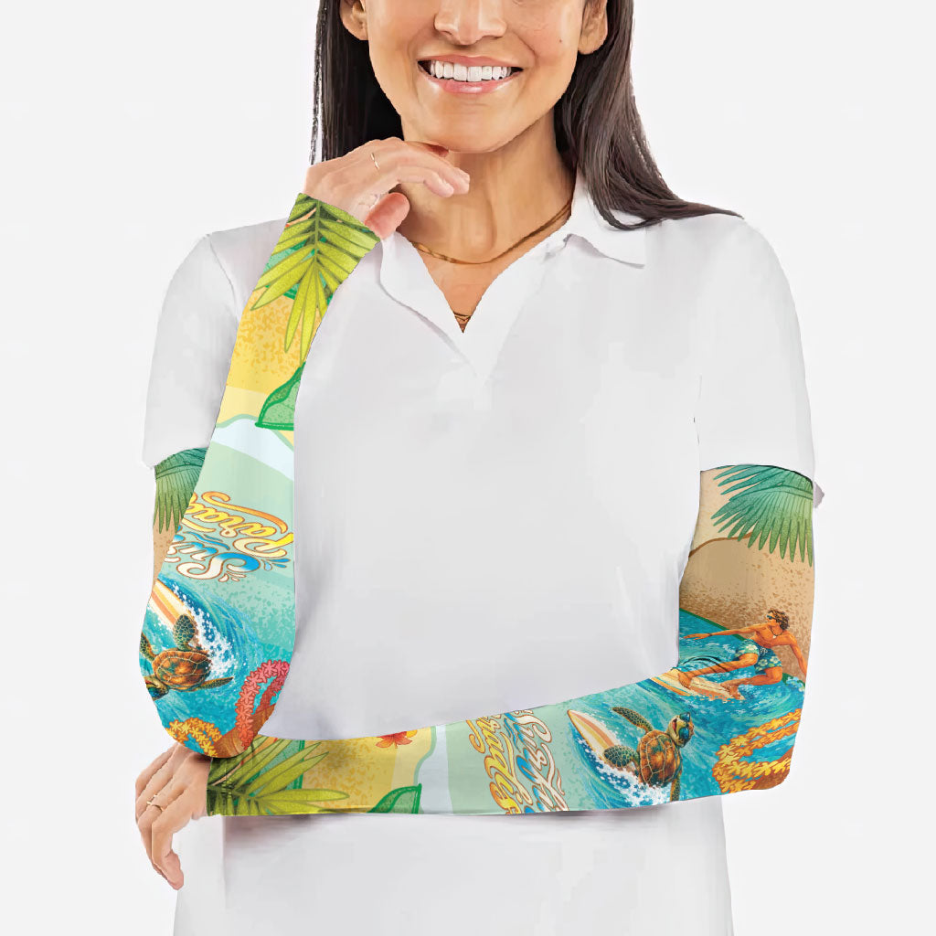Surfing Paradise Hawaii Arm Sleeves Tropical Flowers Beachy Vibes LT14 - Polynesian Pride