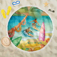 Surfing Paradise Hawaii Beach Blanket Tropical Flowers Beachy Vibes LT14 One Size 150cm Multicolor - Polynesian Pride
