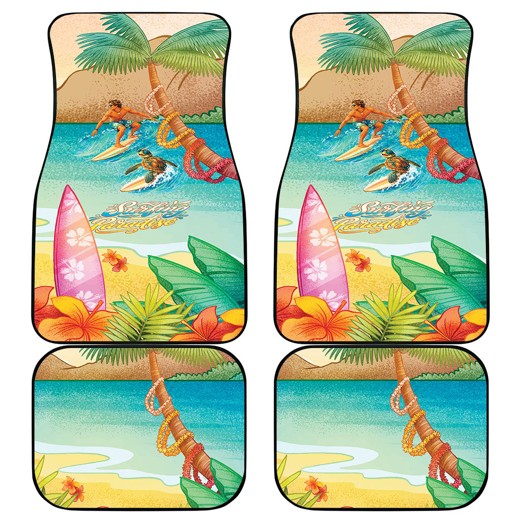 Surfing Paradise Hawaii Car Mats Tropical Flowers Beachy Vibes LT14 - Polynesian Pride
