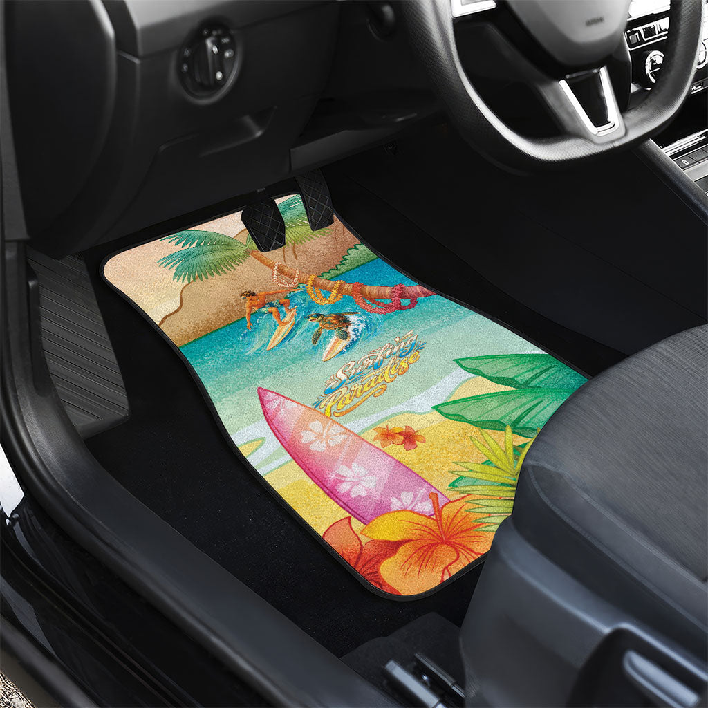 Surfing Paradise Hawaii Car Mats Tropical Flowers Beachy Vibes LT14 - Polynesian Pride