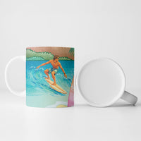 Surfing Paradise Hawaii Ceramic Mug Tropical Flowers Beachy Vibes LT14 - Polynesian Pride