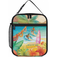 Surfing Paradise Hawaii Lunch Bag Tropical Flowers Beachy Vibes LT14 10.2 × 8.3 × 4.3 inch Multicolor - Polynesian Pride