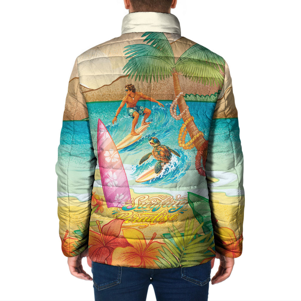 Surfing Paradise Hawaii Padded Jacket Tropical Flowers Beachy Vibes LT14 - Polynesian Pride