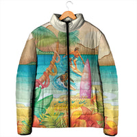 Surfing Paradise Hawaii Padded Jacket Tropical Flowers Beachy Vibes LT14 - Polynesian Pride