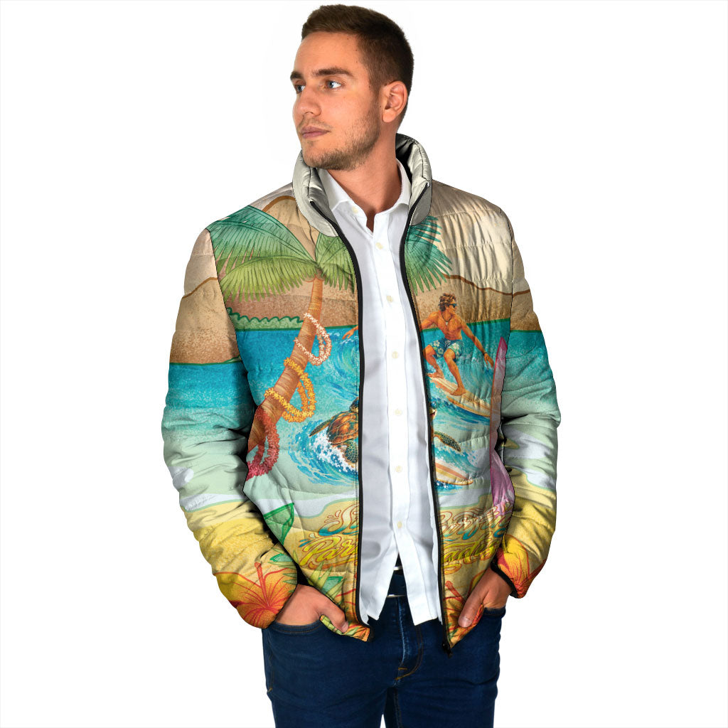 Surfing Paradise Hawaii Padded Jacket Tropical Flowers Beachy Vibes LT14 - Polynesian Pride