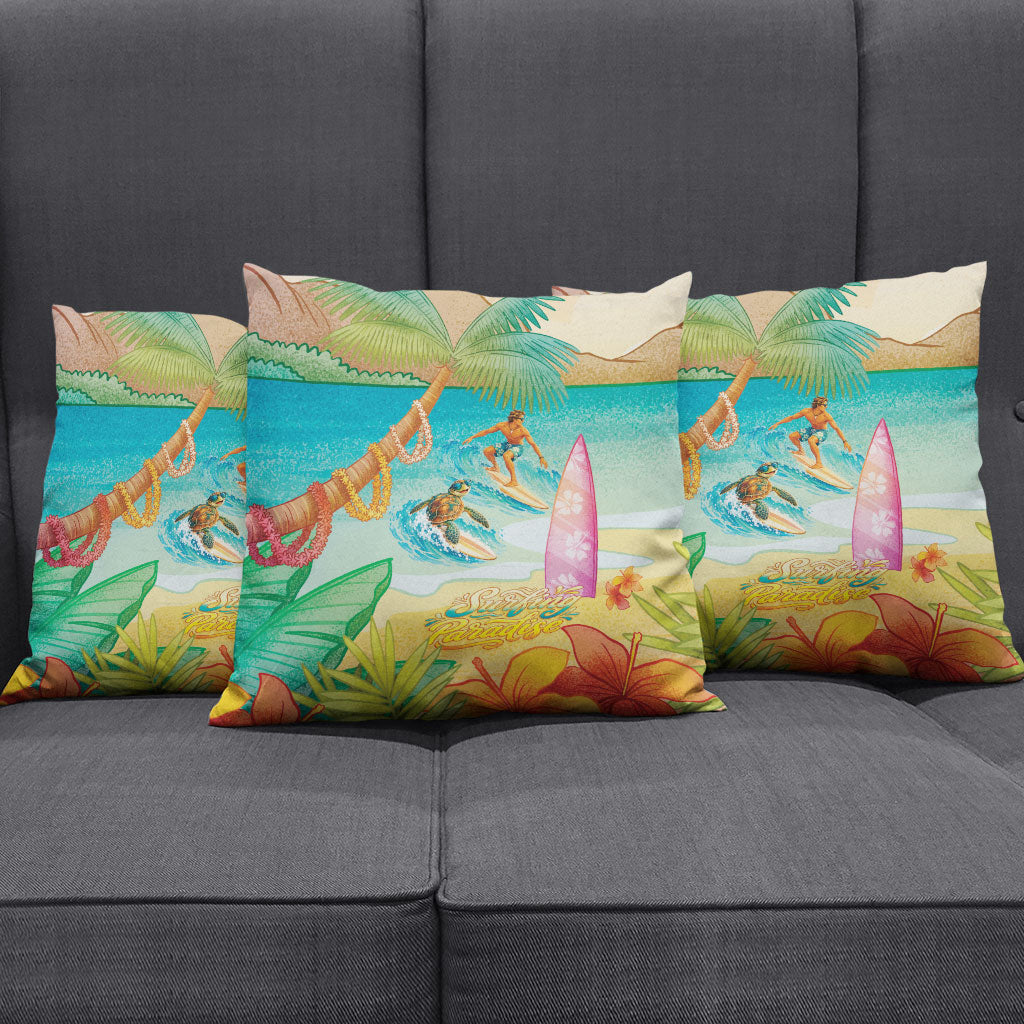 Surfing Paradise Hawaii Pillow Cover Tropical Flowers Beachy Vibes LT14 - Polynesian Pride