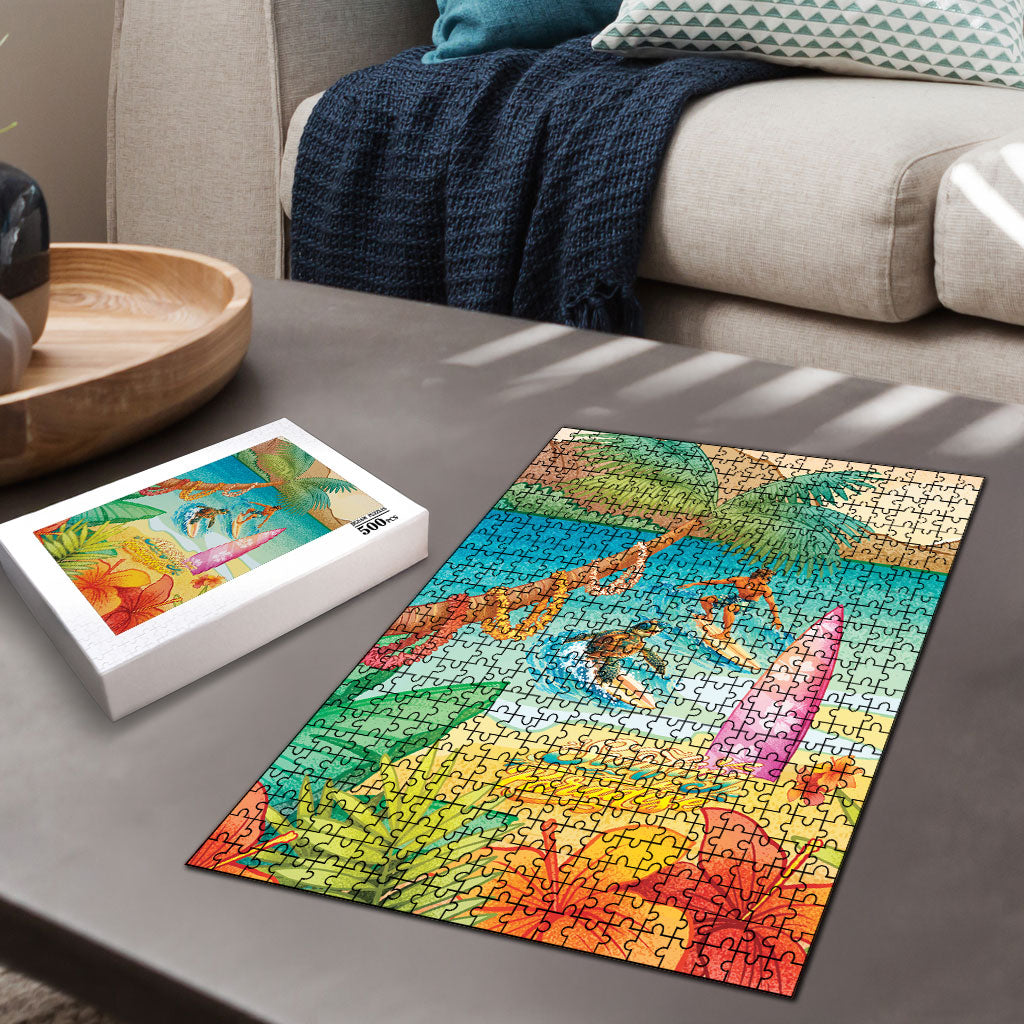 Surfing Paradise Hawaii Puzzle Tropical Flowers Beachy Vibes LT14 - Polynesian Pride