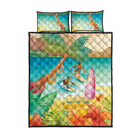 Surfing Paradise Hawaii Quilt Bed Set Tropical Flowers Beachy Vibes LT14 - Polynesian Pride