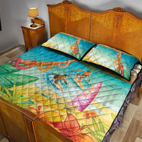 Surfing Paradise Hawaii Quilt Bed Set Tropical Flowers Beachy Vibes LT14 - Polynesian Pride