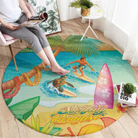 Surfing Paradise Hawaii Round Carpet Tropical Flowers Beachy Vibes LT14 - Polynesian Pride