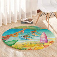 Surfing Paradise Hawaii Round Carpet Tropical Flowers Beachy Vibes LT14 - Polynesian Pride