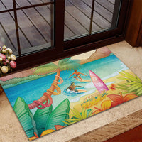 Surfing Paradise Hawaii Rubber Doormat Tropical Flowers Beachy Vibes LT14 - Polynesian Pride