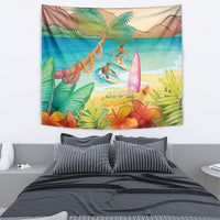 Surfing Paradise Hawaii Tapestry Tropical Flowers Beachy Vibes LT14 - Polynesian Pride
