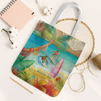 Surfing Paradise Hawaii Tote Bag Tropical Flowers Beachy Vibes LT14 White Strap One Size Multicolor - Polynesian Pride