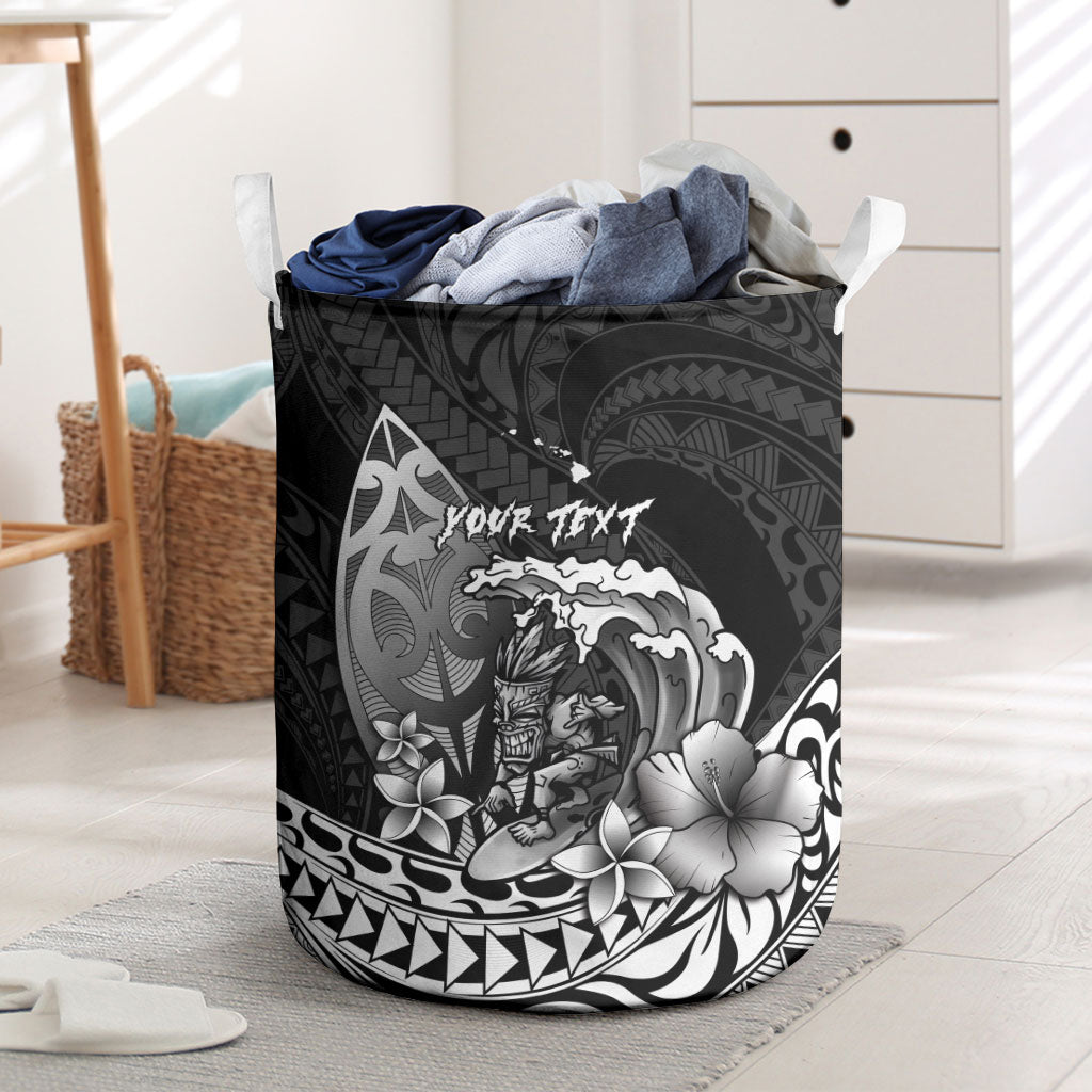 Hawaii Surfing Personalized Laundry Basket Born To Surf Tiki Hawaiian Pattern