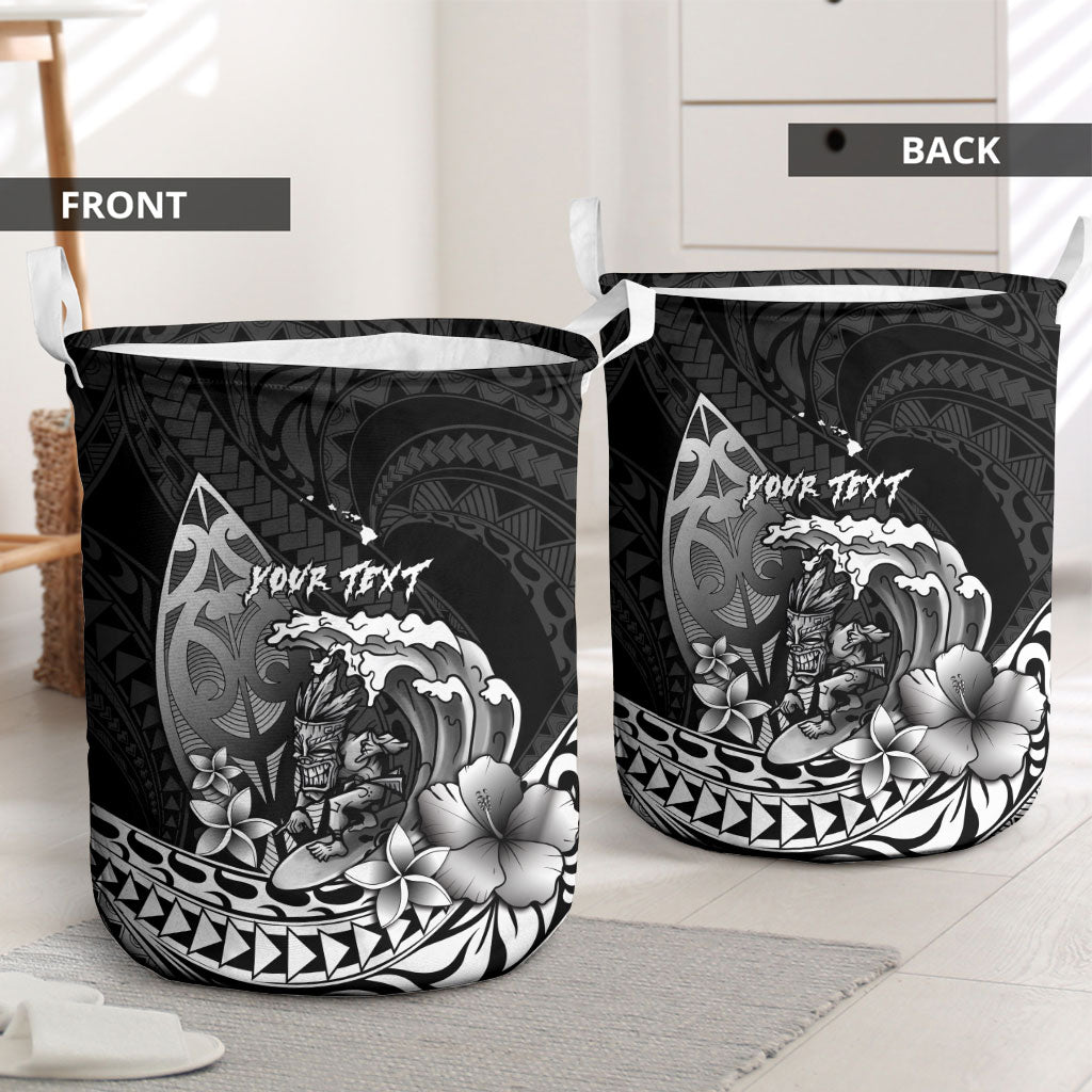Hawaii Surfing Personalized Laundry Basket Born To Surf Tiki Hawaiian Pattern LT14 - Polynesian Pride
