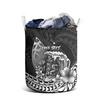 Hawaii Surfing Personalized Laundry Basket Born To Surf Tiki Hawaiian Pattern LT14 - Polynesian Pride