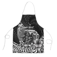 Hawaii Surfing Personalized Apron Born To Surf Tiki Hawaiian Pattern LT14 Black - Polynesian Pride