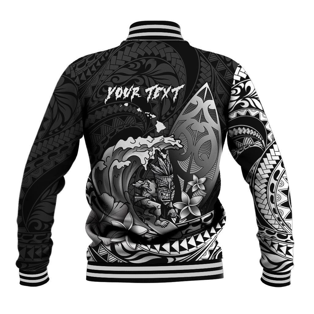 Hawaii Surfing Personalized Baseball Jacket Born To Surf Tiki Hawaiian Pattern LT14 - Polynesian Pride