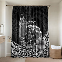 Hawaii Surfing Personalized Bathroom Set Born To Surf Tiki Hawaiian Pattern LT14 Shower Curtain Only Black - Polynesian Pride
