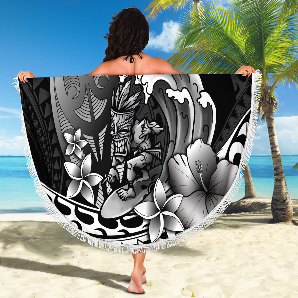 Hawaii Surfing Personalized Beach Blanket Born To Surf Tiki Hawaiian Pattern LT14 - Polynesian Pride