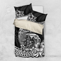 Hawaii Surfing Personalized Bedding Set Born To Surf Tiki Hawaiian Pattern LT14 US Twin 172cm x 218cm Black - Polynesian Pride