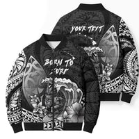 Hawaii Surfing Personalized Bomber Puffer Jacket Born To Surf Tiki Hawaiian Pattern LT14 - Polynesian Pride