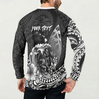 Hawaii Surfing Personalized Button Sweatshirt Born To Surf Tiki Hawaiian Pattern LT14 - Polynesian Pride