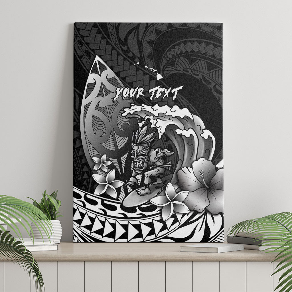 Hawaii Surfing Personalized Canvas Wall Art Born To Surf Tiki Hawaiian Pattern LT14 - Polynesian Pride