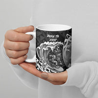 Hawaii Surfing Personalized Ceramic Mug Born To Surf Tiki Hawaiian Pattern LT14 - Polynesian Pride