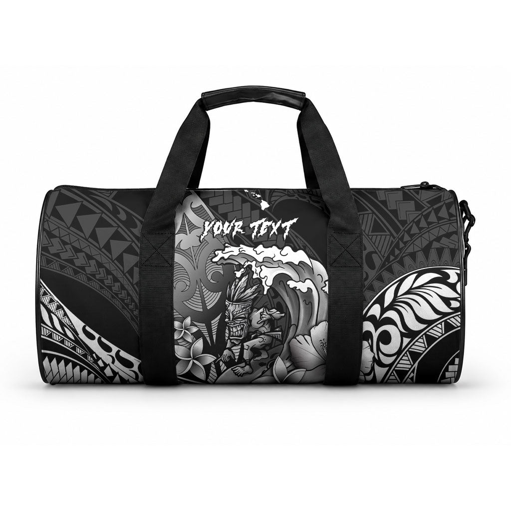 Hawaii Surfing Personalized Duffle Bag Born To Surf Tiki Hawaiian Pattern LT14 One size Black - Polynesian Pride