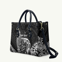Hawaii Surfing Personalized Leather Bag Born To Surf Tiki Hawaiian Pattern LT14 Black - Polynesian Pride