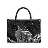 Hawaii Surfing Personalized Leather Bag Born To Surf Tiki Hawaiian Pattern LT14 - Polynesian Pride