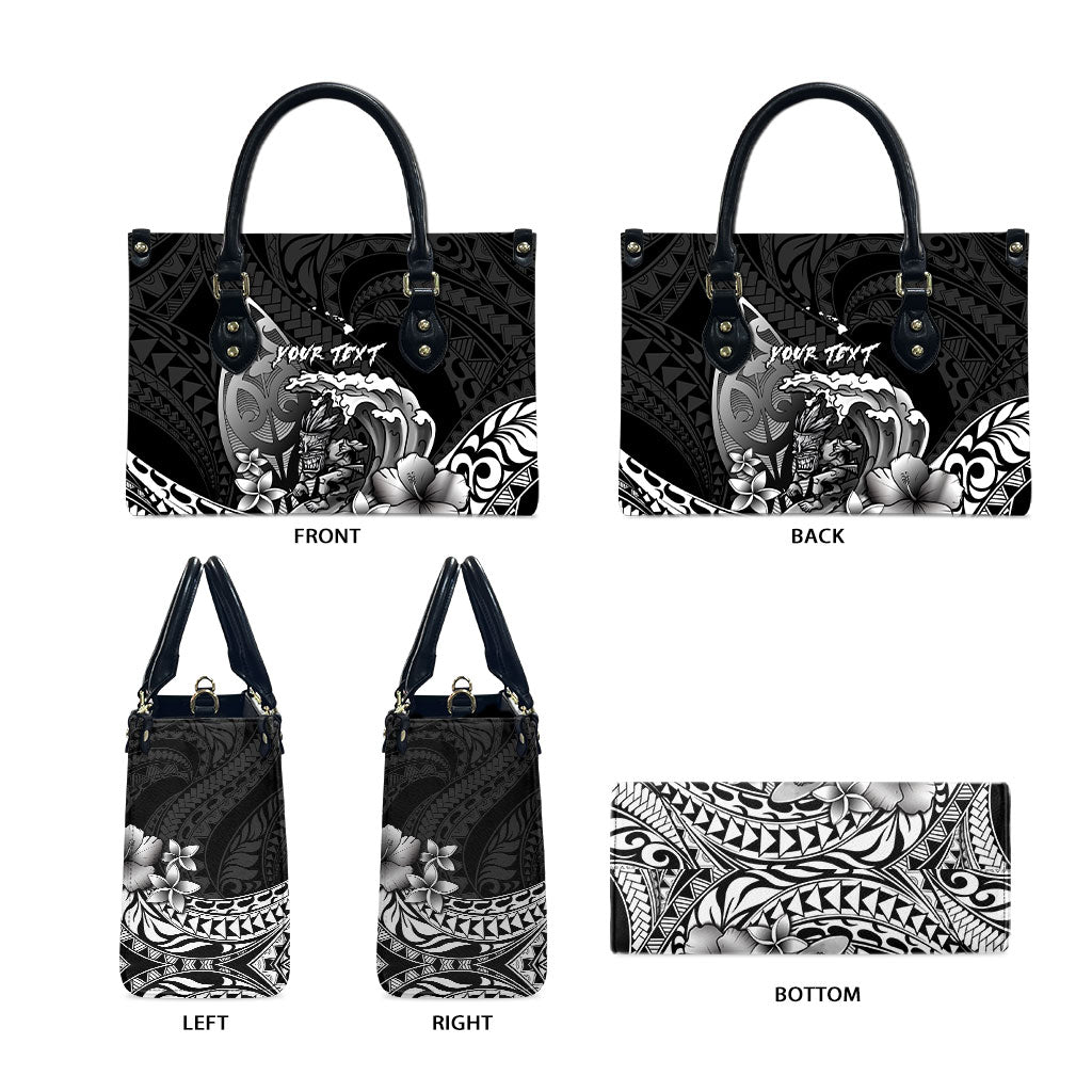 Hawaii Surfing Personalized Leather Bag Born To Surf Tiki Hawaiian Pattern LT14 - Polynesian Pride