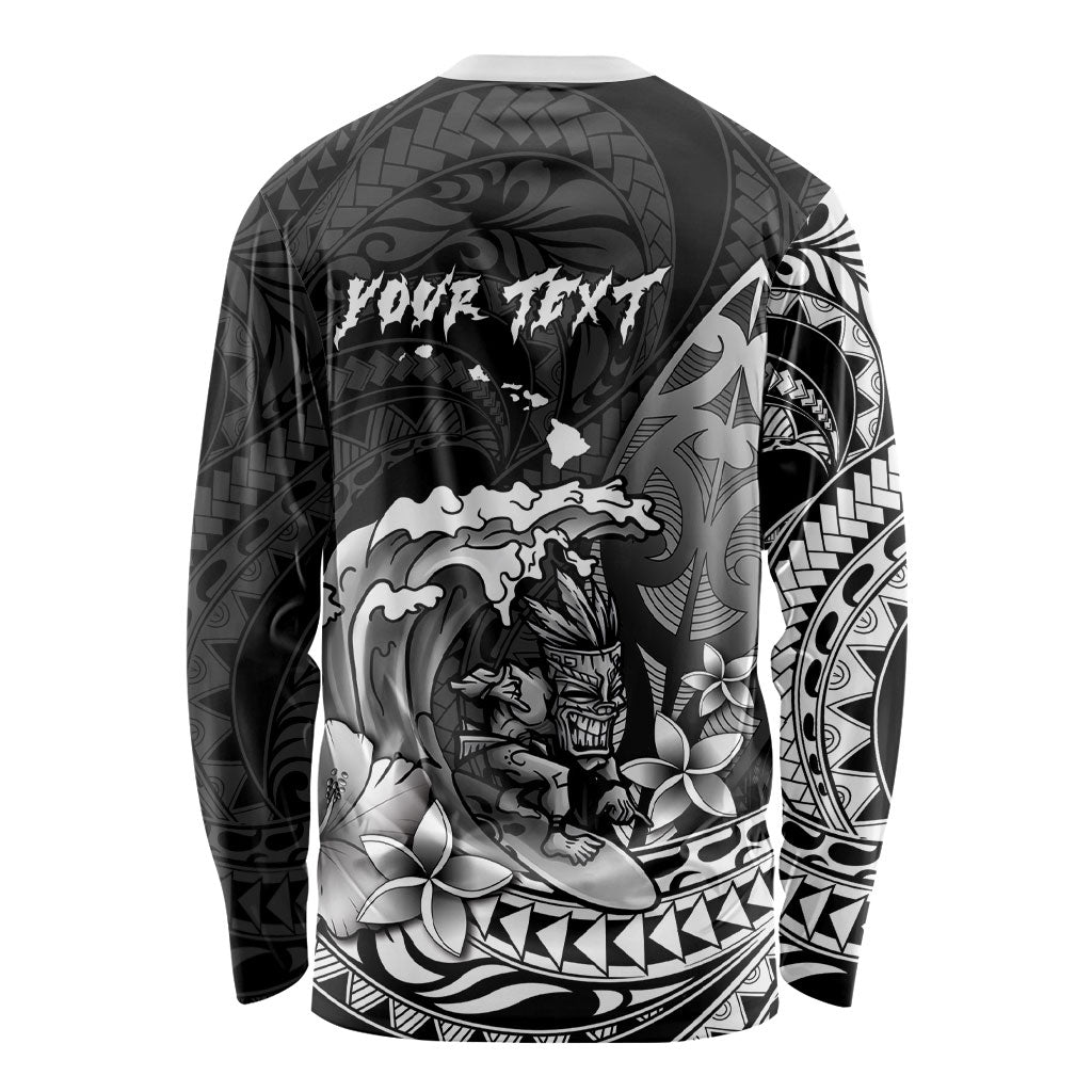 Hawaii Surfing Personalized Long Sleeve Shirt Born To Surf Tiki Hawaiian Pattern LT14 - Polynesian Pride