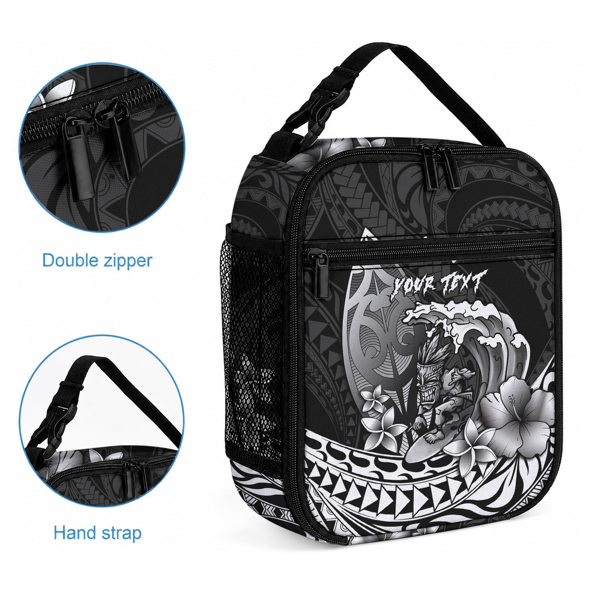 Hawaii Surfing Personalized Lunch Bag Born To Surf Tiki Hawaiian Pattern LT14 - Polynesian Pride