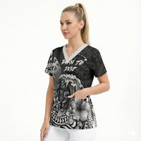 Hawaii Surfing Personalized Scrub Top Born To Surf Tiki Hawaiian Pattern LT14 - Polynesian Pride