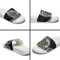 Hawaii Surfing Personalized Slide Sandals Born To Surf Tiki Hawaiian Pattern LT14 - Polynesian Pride