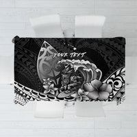 Hawaii Surfing Personalized Tablecloth Born To Surf Tiki Hawaiian Pattern LT14 Black - Polynesian Pride