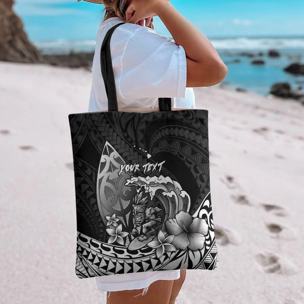 Hawaii Surfing Personalized Tote Bag Born To Surf Tiki Hawaiian Pattern LT14 - Polynesian Pride