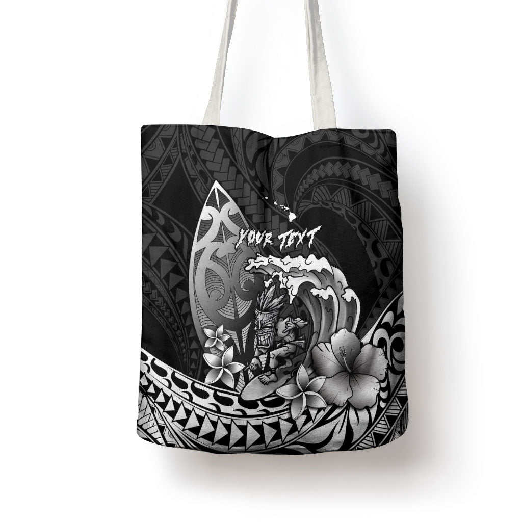 Hawaii Surfing Personalized Tote Bag Born To Surf Tiki Hawaiian Pattern LT14 - Polynesian Pride