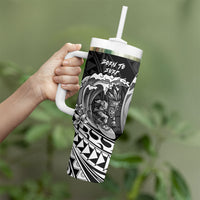 Hawaii Surfing Personalized Tumbler With Handle Born To Surf Tiki Hawaiian Pattern LT14 - Polynesian Pride