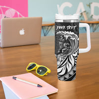 Hawaii Surfing Personalized Tumbler With Handle Born To Surf Tiki Hawaiian Pattern LT14 - Polynesian Pride
