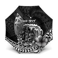 Hawaii Surfing Personalized Umbrella Born To Surf Tiki Hawaiian Pattern LT14 One Size Folded 11.42 inch Opened Diameter 37.4 inch Black - Polynesian Pride