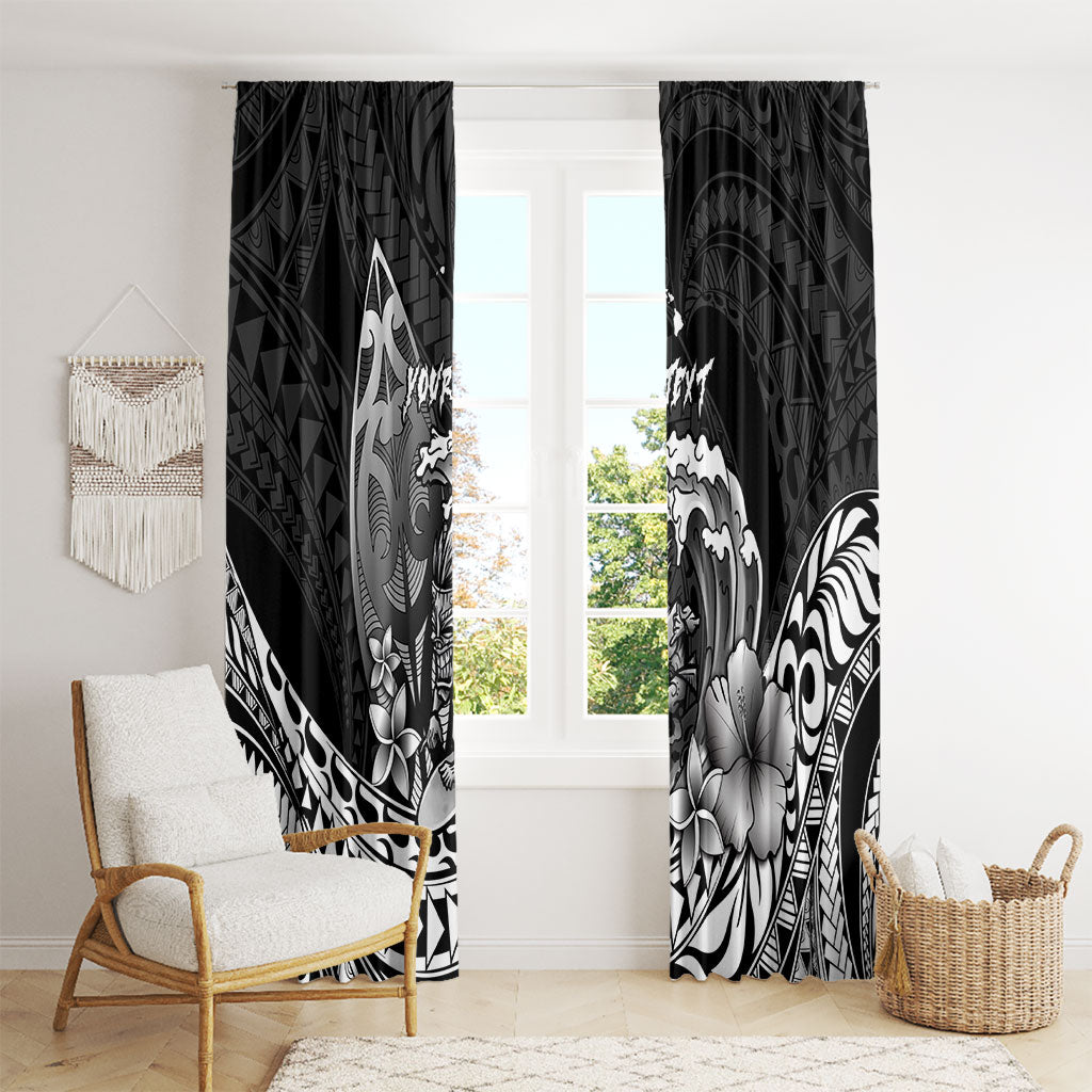 Hawaii Surfing Personalized Window Curtain Born To Surf Tiki Hawaiian Pattern LT14 - Polynesian Pride