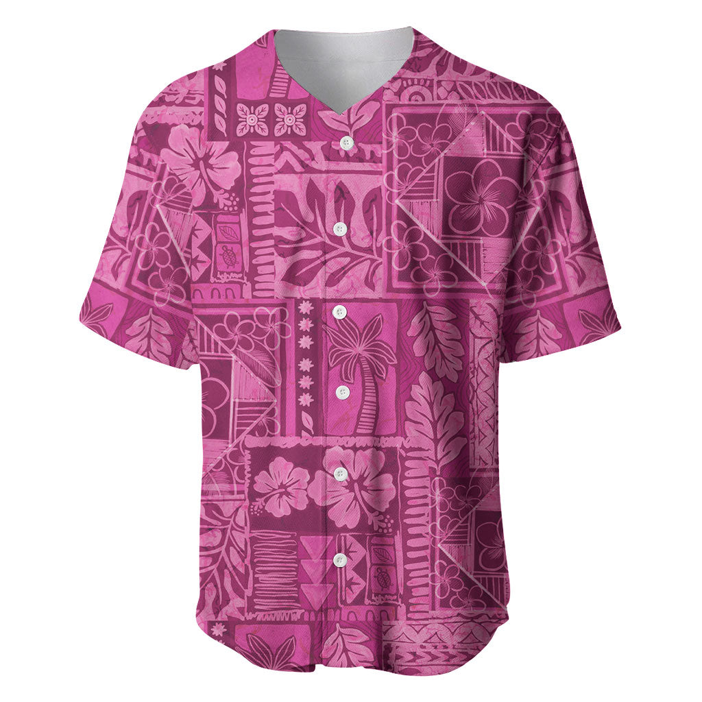 Hawaii Rainforest Beach Tropical Flowers Baseball Jersey LT14 Pink - Polynesian Pride